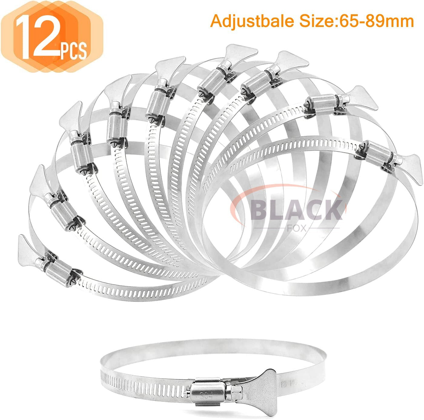 Adjustable hose clamps, thumb screws, pipe clamps, key-type fasteners, hose clamps, 12 pieces