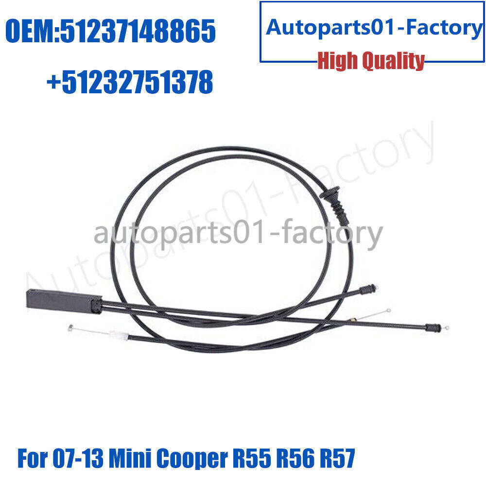2PCS Front+Rear Hood Release Cable Set For 07-13 for Mini Cooper R55 R56 R57