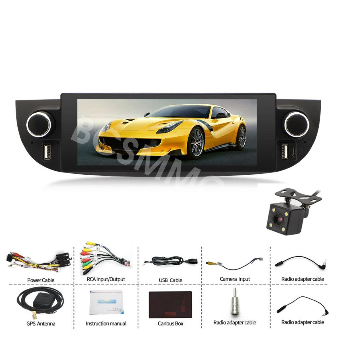 1Din Car Stereo Radio Bluetooth USB DVR W/Free Cam Fit for Fiat 500 2007-2018