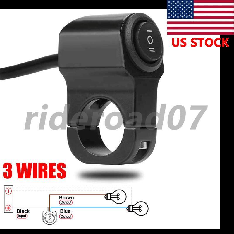 7/8 Waterproof Motorcycle Handlebar On Off Switch Headlight Fog Spot Light ATV