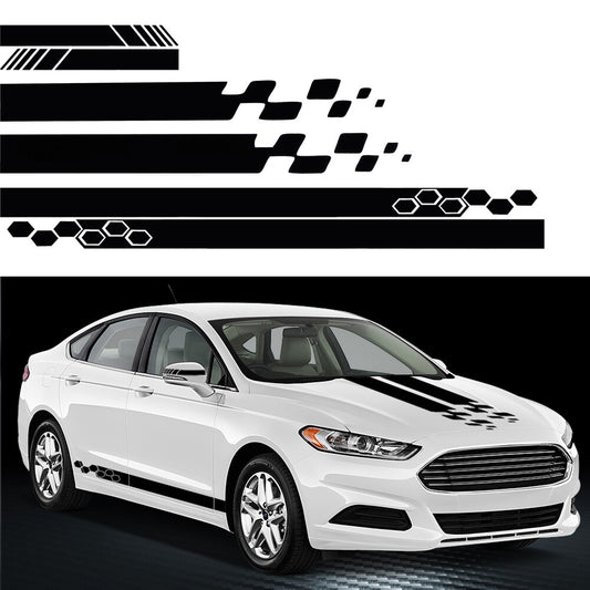 5PCS Car Racing Body Hood Decor Vinyl Stripe Decals Rearview Mirror Stickers