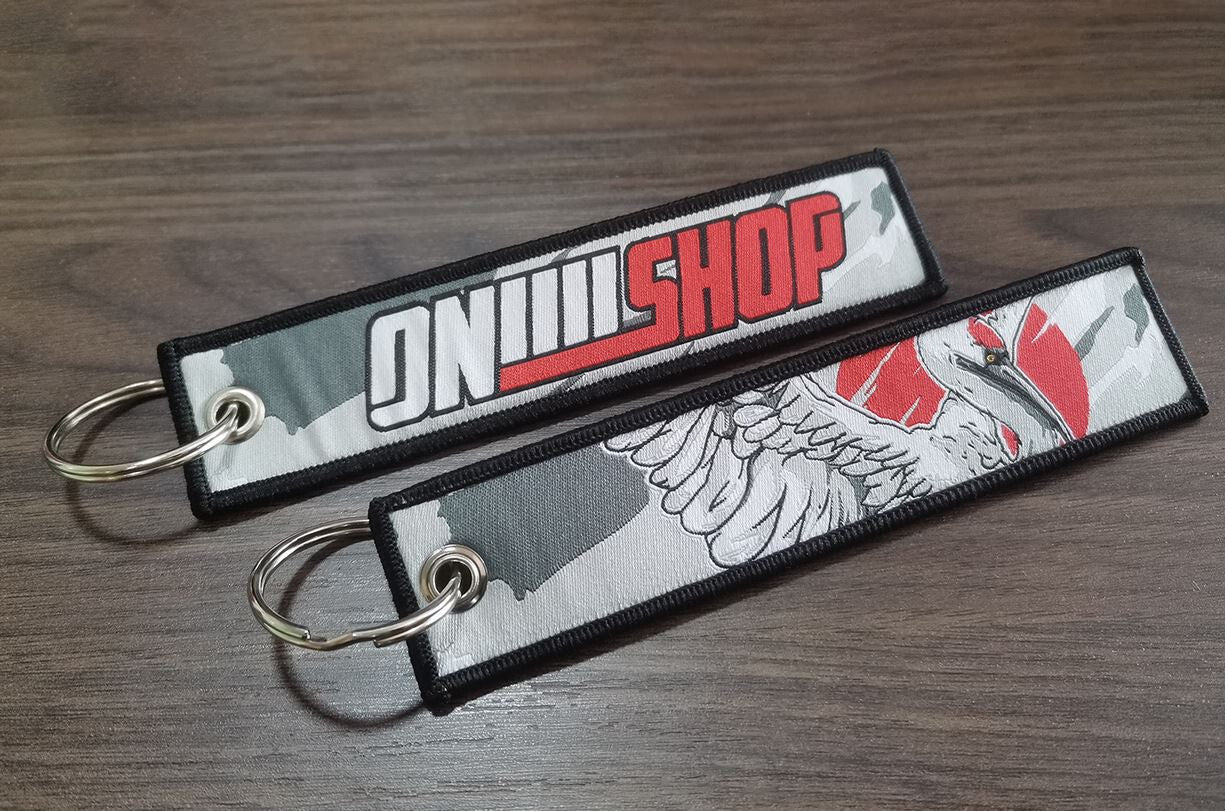 Car keychain/key ring embroidered nylon car accessories, gray and red, suitable for Mazda .