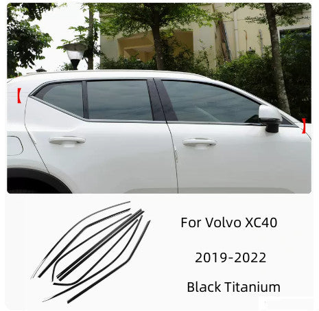 for Volvo XC40 2019-2022 Black Titanium Windows Strip Sill Molding Cover Trim 8x