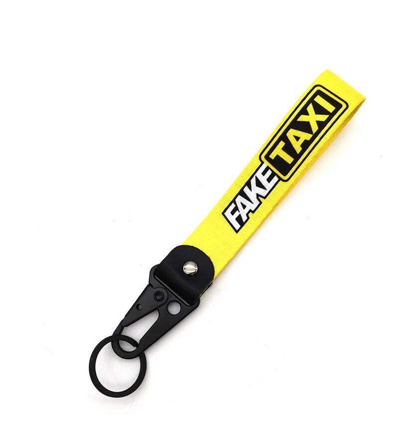 Black and red suede car keychain/key ring/horseshoe buckle accessory for Audi Q7.