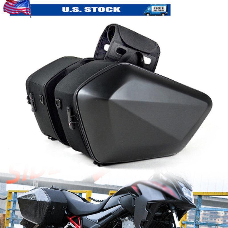 60L Motorcycle Saddlebag Hard Shell Side Pockets for Riding Helmets (US Stock)