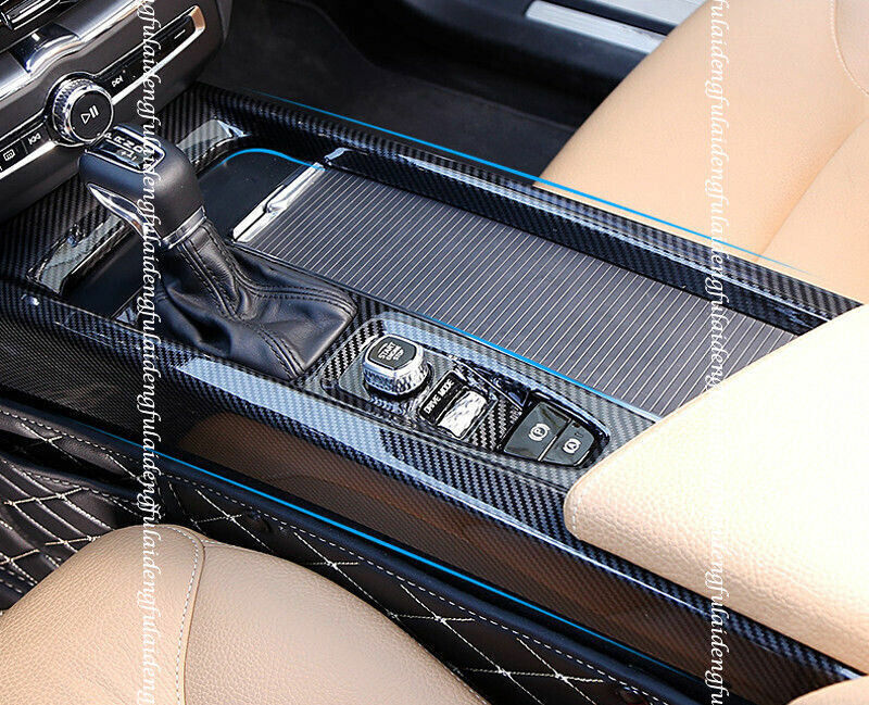 for Volvo S60 2019-23 Carbon fiber ABS central console Gear shift Cover trim 2x