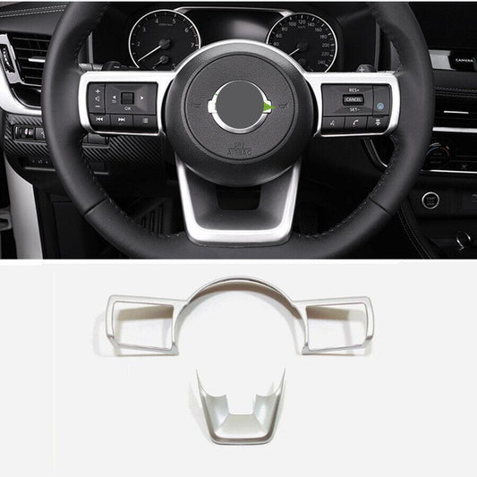 for Nissan Rogue 2021-23 ABS Silver Inner Steering Wheel Button Frame Cover Trim