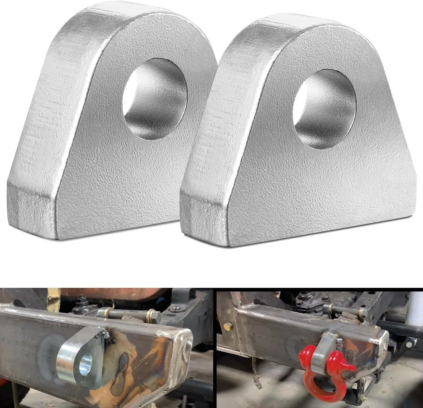 2pcs Weld on Shackle/Clevis Mounts 1 Thickness Steel for Offroad Trucks Bumper