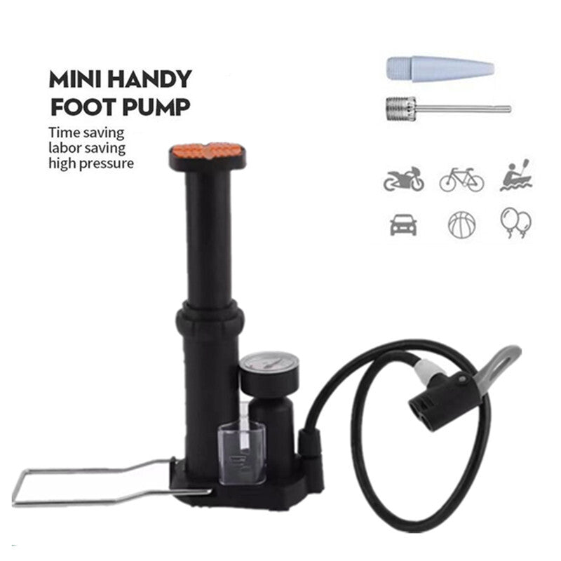 Motorcycle Portable Tire Air Pressure Pump for Mini Bike Foot Pump Gauge Air Needle