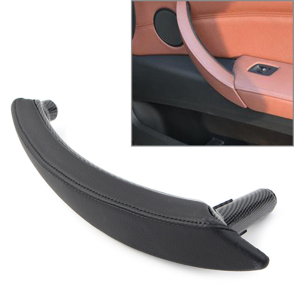 Inner Door Trim Pull Handle Real Leather Fit for BMW X5 X6 E70 Right Side Carbon