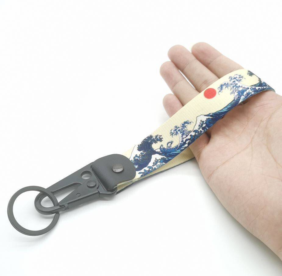 car keychain/ring with lanyard, car accessory, wavy blue, suitable for Nissan .