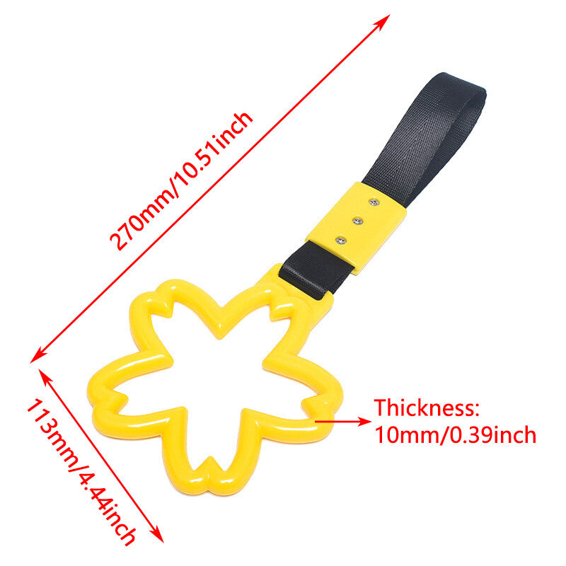 Car warning handle with subway bus cherry blossom shade river ring JDM yellow