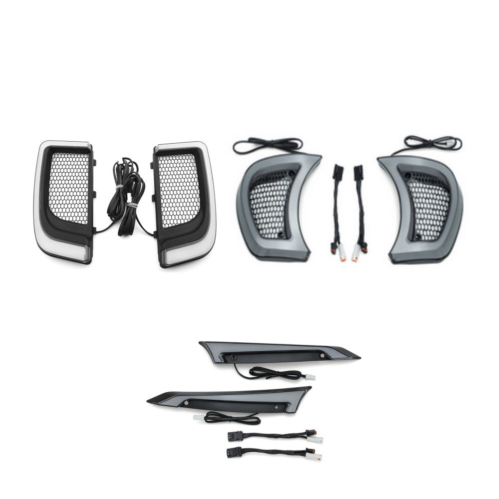 Headlight Vent  Windshield Trim  Lower LED Light for Harley Road Glide 15-up