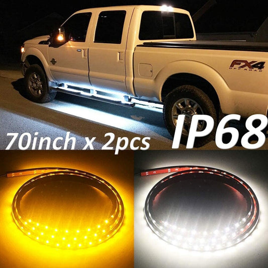 2x70Truck Side Panel Running Board LED Warning Emergency StripLight AmberWhite
