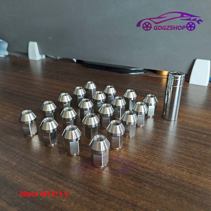 20pcs M121.5 Stainless Steel Wheel Nuts Lug Nuts Universal Hex 19mm Length 35mm