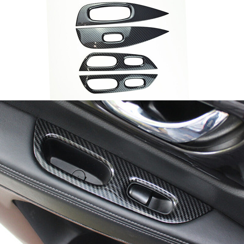 Window Switch Panel Cover Trim Carbon Fiber For 2014-2019 for Nissan Rogue X-Trail