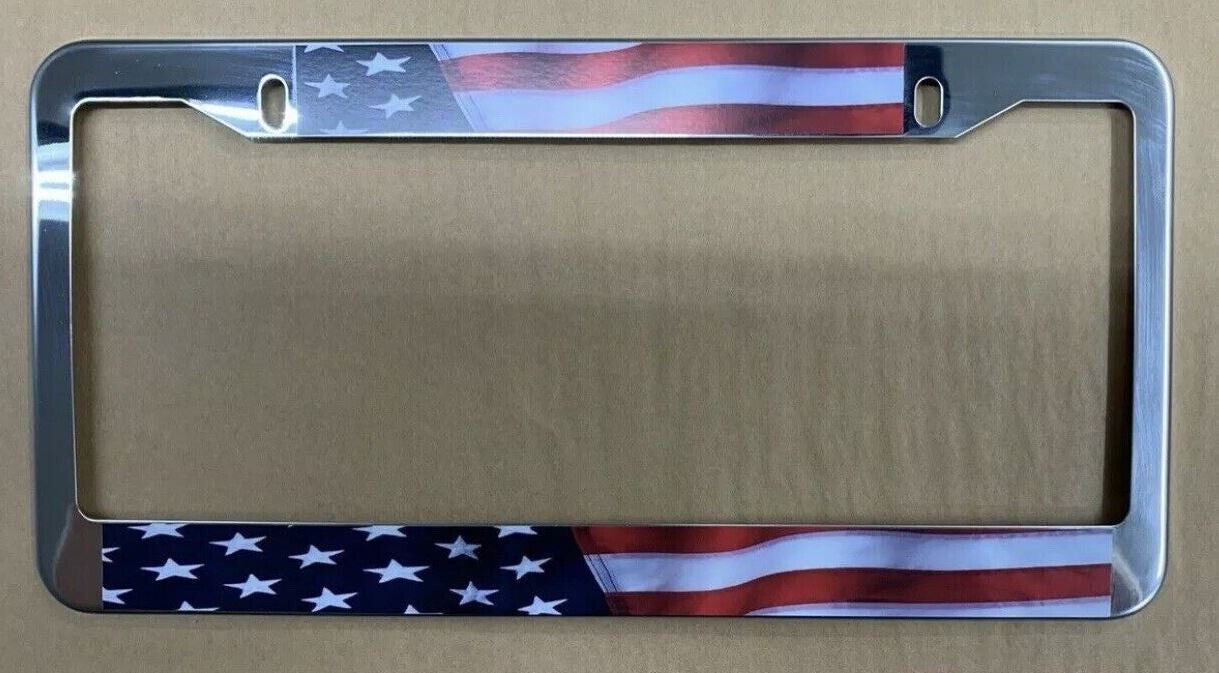 Car license plate frame cover, rear trunk American flag chrome plating, suitable for Chevrolet 1x