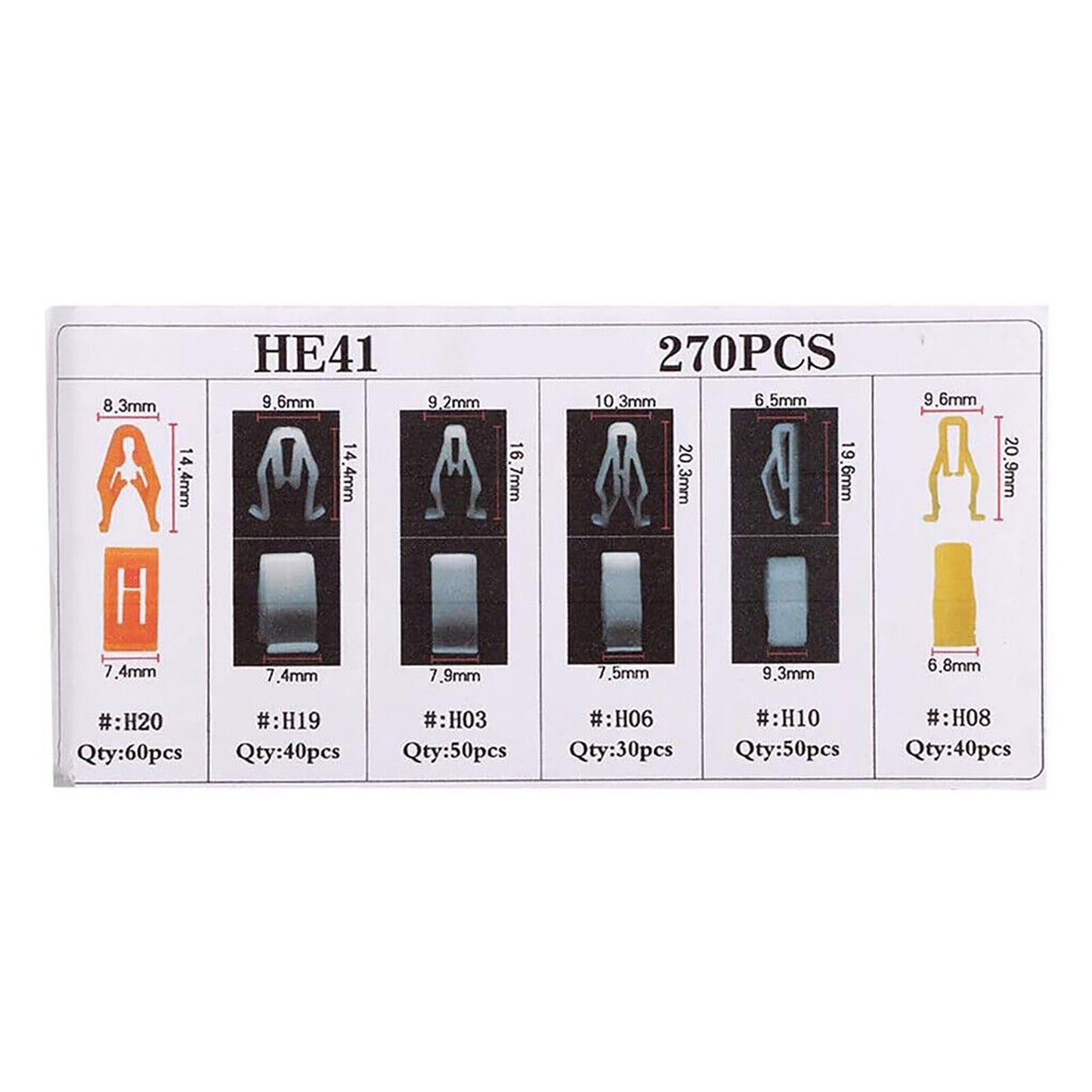 270Pcs 6 Sizes Dashboard Trim Fastener Clip Kit Car Interior Panels Fixing Clip