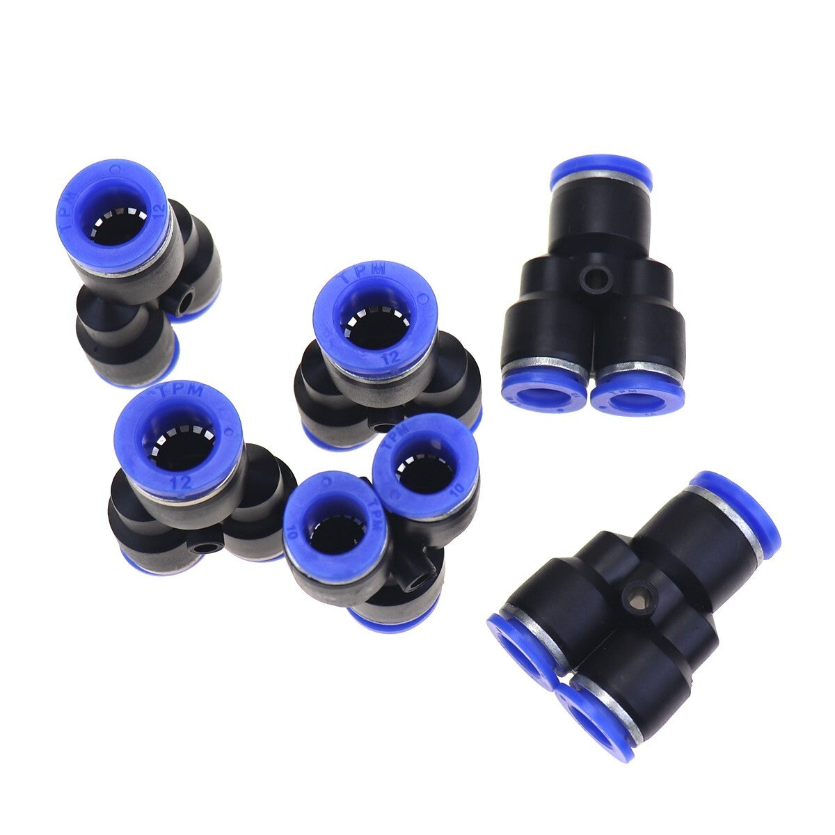 6-piece pneumatic reduction Y-joint air pusher 3-way connector pipe OD 1/2 to 3/8