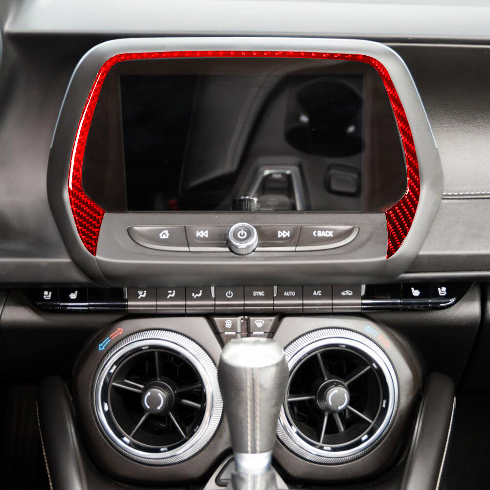 GPS Navigation Screen Panel Frame Cover Trim fit for Chevrolet Camaro 16-18 Red