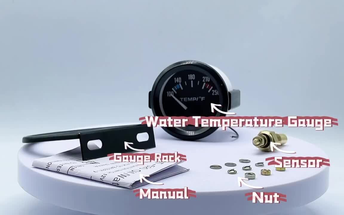 2 52mm Car Water Temperature Gauge Meter 100-250¨H W/ Sensor Water Temp Gauge