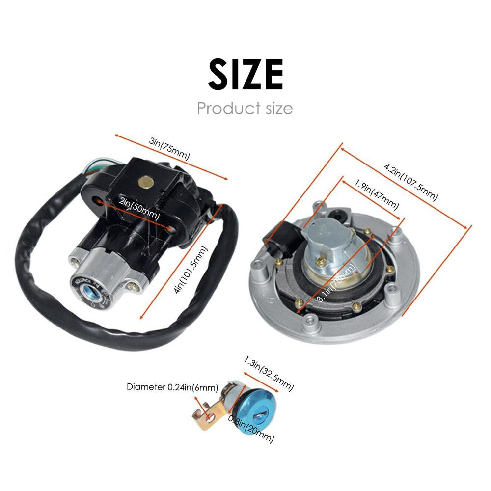 Fit For GSXR600/750 2008-2015 K8 K11 Ignition Switch Lock Fuel Gas Tank Cap Key