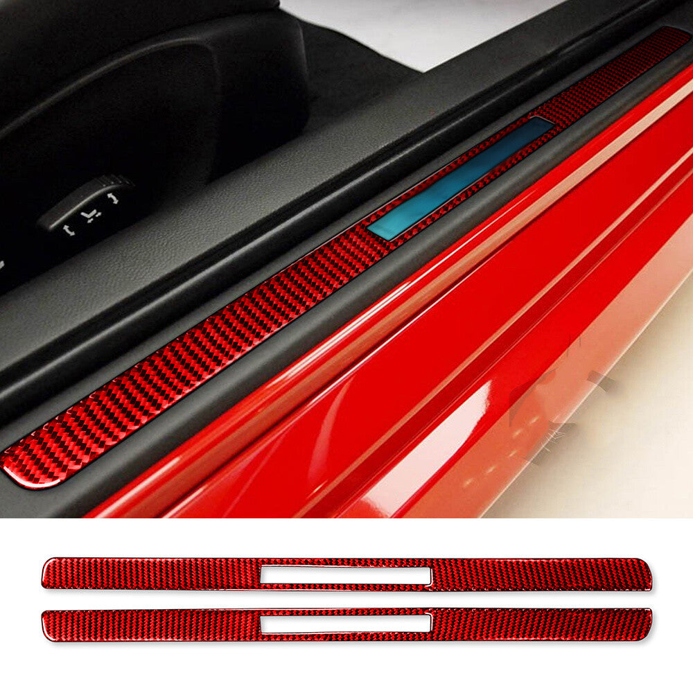 Red Carbon Fiber Door Sill Scuff Guard Plate Trim for Infiniti G37 Sedan 2007-13