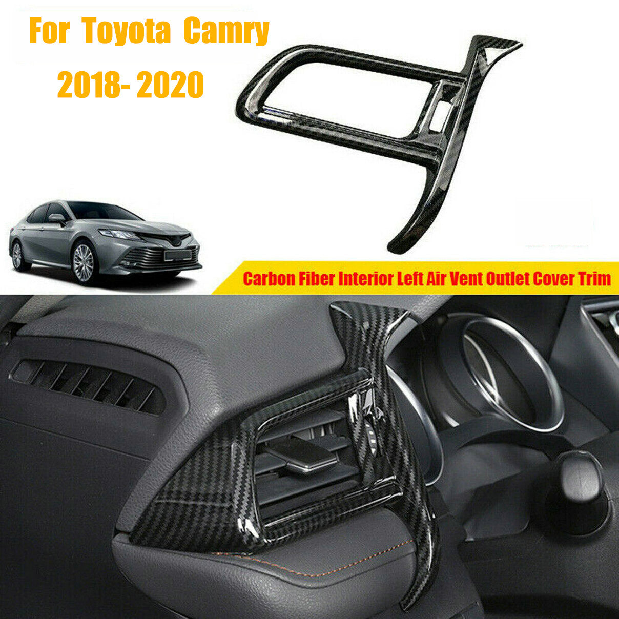 Interior Left Air Outlet Vent Carbon Fiber Trim Cover For 2018-2021 for Toyota for Camry