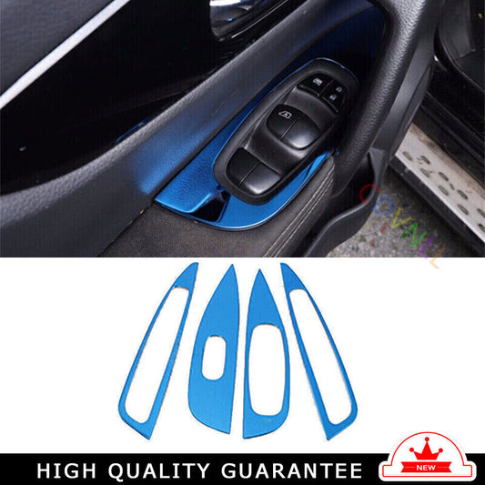 Glass Window Lifting Lock Panel Trim for Nissan Rogue Sport 17-21 Blue Titanium
