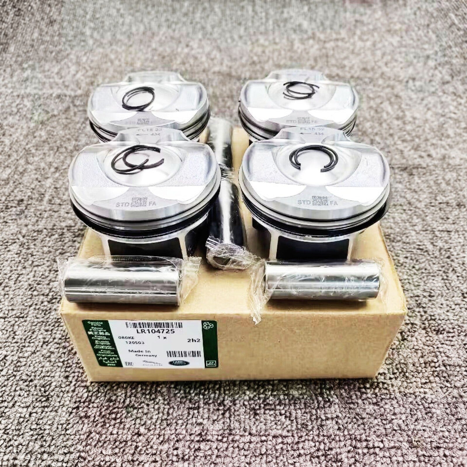All-new 4x STD piston and ring kit for the 2018+ for Land Rover 2.0T AJ200 turbocharged engine.