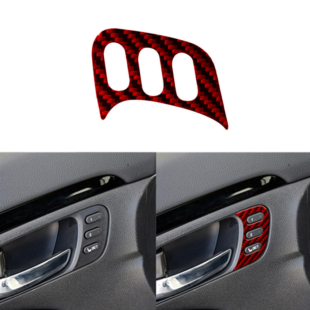 Red Carbon Fiber Driver Door Handle With Buttons Trim for Honda Ridgeline 17-20