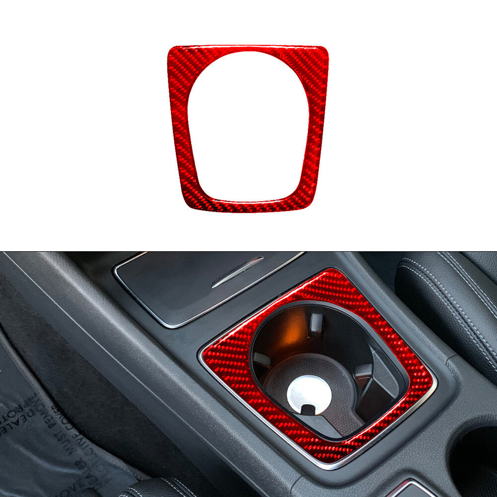 Red Carbon Fiber Cup Holder Trim for Mercedes-Benz CLA GLA 2014-2018