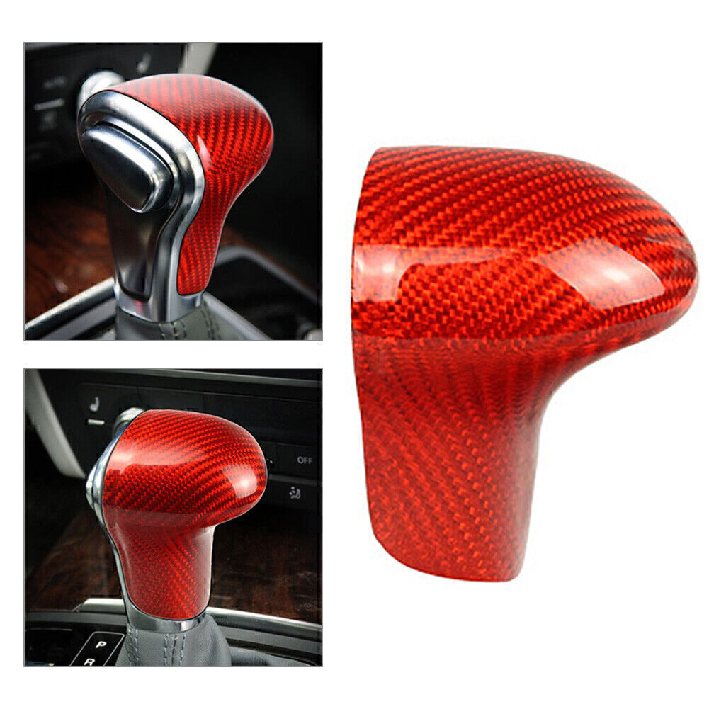 Carbon Fiber Shift Knob Cover Shell for Audi A4 A5 Q5 Q7 A6 A7 S6 S7 2012-16 Red