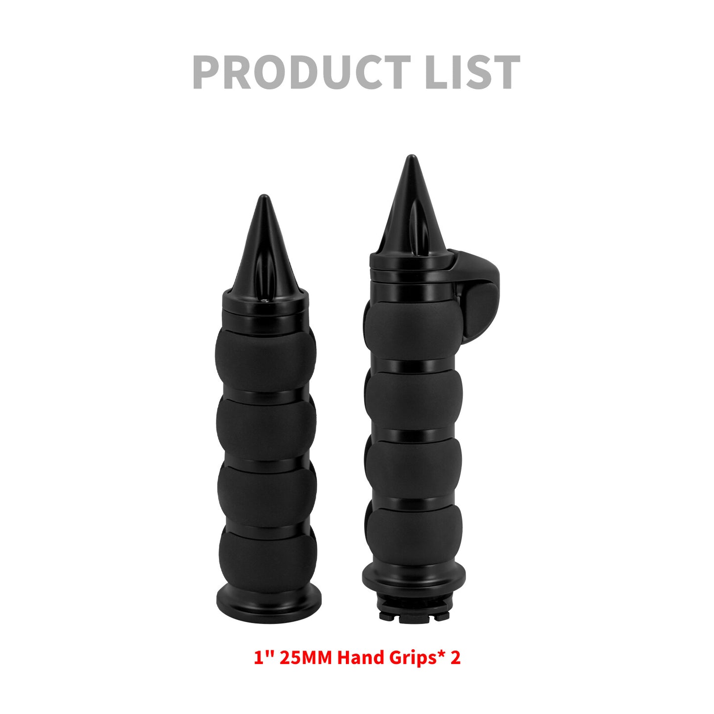 Black 1 Non-Slip Rubber Spike Hand Grips Fits for Harley Softail Dyna Sportster