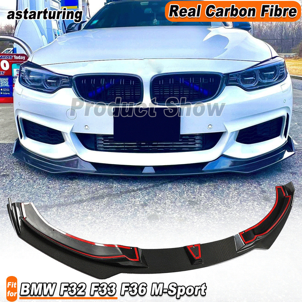 for BMW F32 F33 F36 M-Sport 2014-2019 Real Carbon Fiber Front Bumper Lip Spoiler