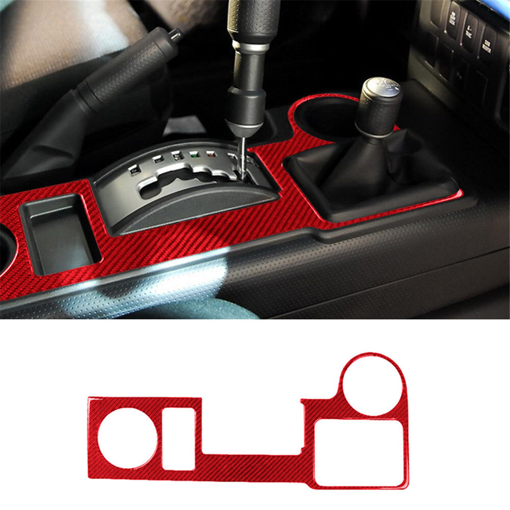 Red Central Gear Shift Trim Cover Carbon Fiber for Toyota FJ Curiser 2007-2021