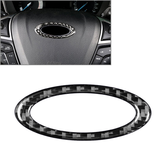 for Ford Mondeo 2013-19 Carbon Fiber Steering Wheel Center Ring Cover Trim Black