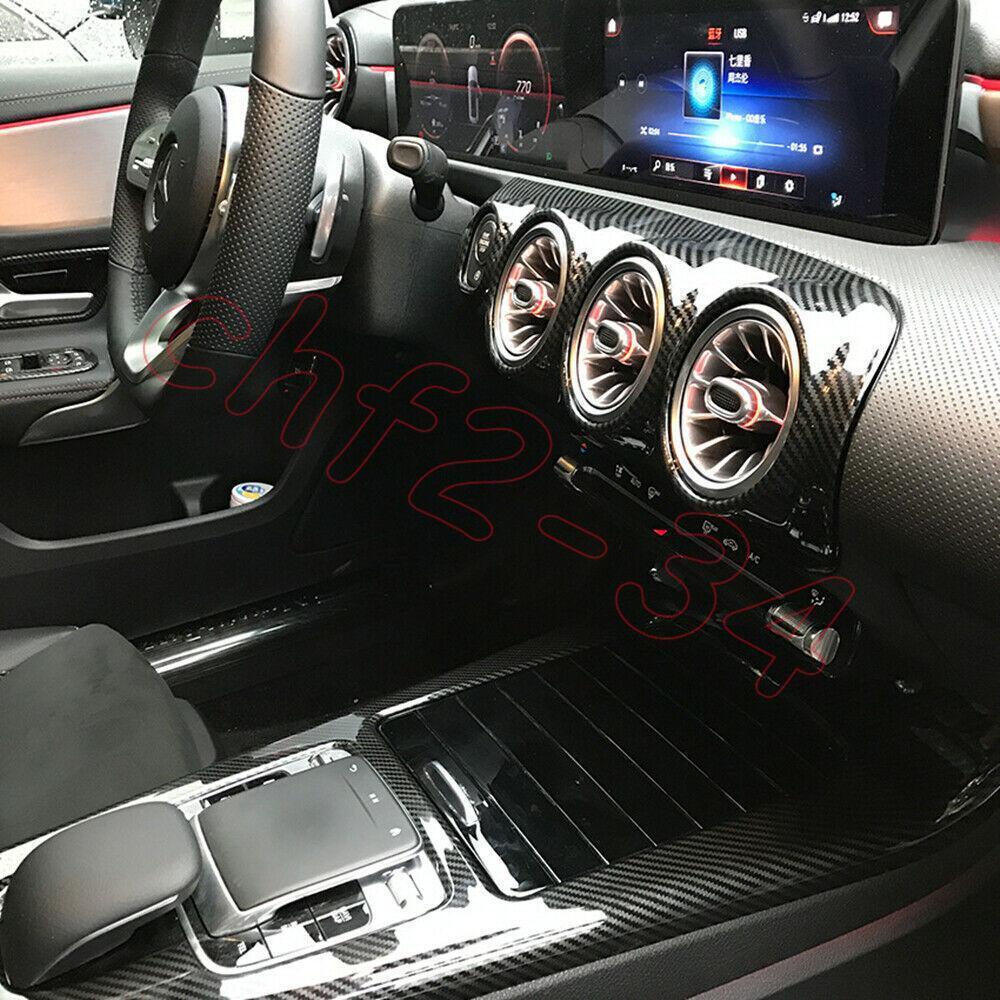 ABS Carbon Fiber AC Air Vent Outlet Frame Cover for Benz A-Class W177 C118 19-22