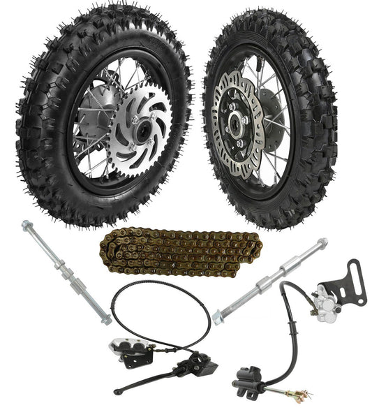Front and rear wheel 2.50 - 10 + 3.00 - 10 rim brakes for mini off-road bike Razor SSR XR50