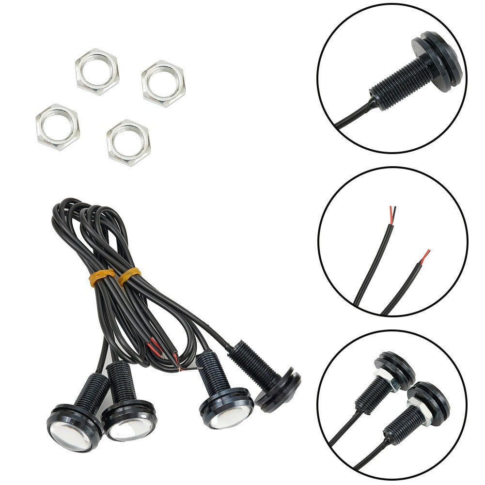 4 White Dustproof 12LED Car Daytime Running Lights with Backup Signal