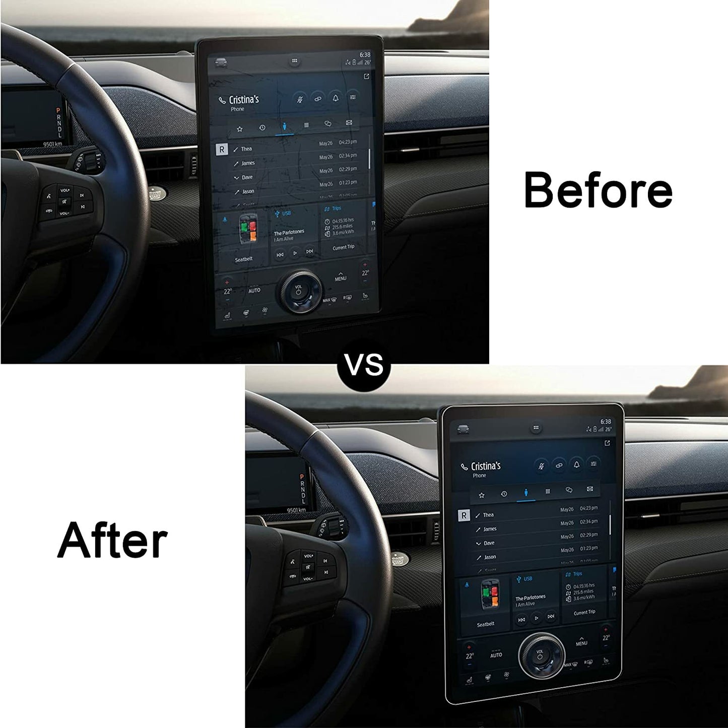 Screen protector, transparent high-definition tempered glass, GPS accessory for Mustang Mach-E