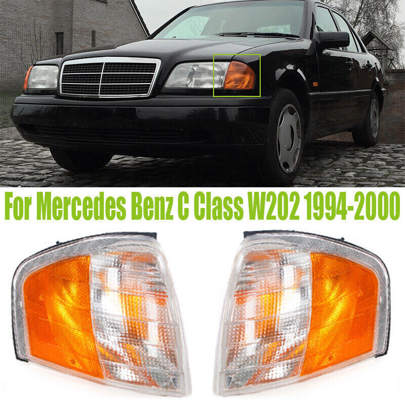 Pair Turn Signal Corner Light Headlight for Mercedes Benz C Class W202 1994-2000