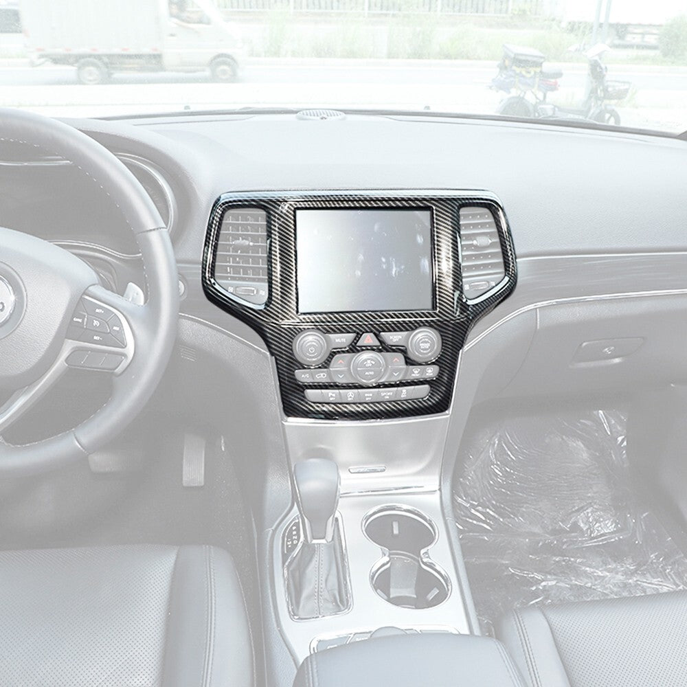 Carbon Front GPS Navigation Panel Cover Trim for Jeep Grand Cherokee 2014-2018