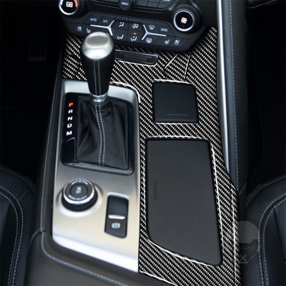 5¡ÁCarbon Fiber Gear Shift Cup Holder Panel Cover for Chevrolet for Corvette C7 14-19