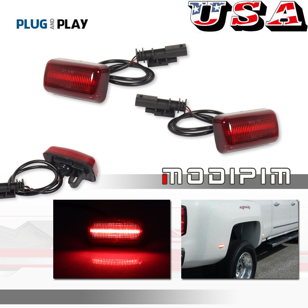 2-Pack Red Lens LED Side Marker Lighting Kit for 2015 and Later for Chevrolet for GMC 2500HD 3500HD