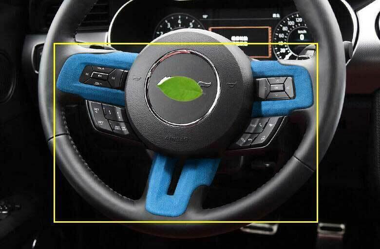 for Ford for Mustang 2015-2022 Dark Blue Suede Steering Wheel Panel Cover Trim 3PCS
