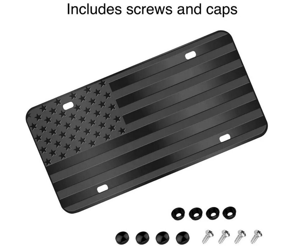 Car license plate front and rear cover, trunk boot, black American flag design, suitable for Ram 12x6