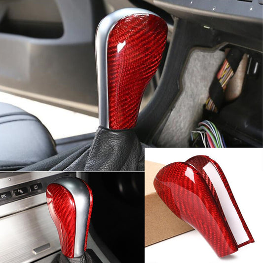 Red Carbon Fiber Gear Shift Knob Trim for BMW 5 Series 96-07 X3 06-10 X5 2004-06