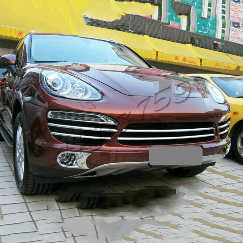 Chrome for Porsche for Cayenne 2011-2014 Front Grille Grill Decor Molding Trim Cover