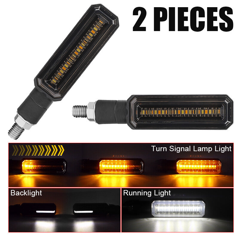 2X LED Front Motorcycle Turn Signals Indicator Amber+White Blinker Light Running